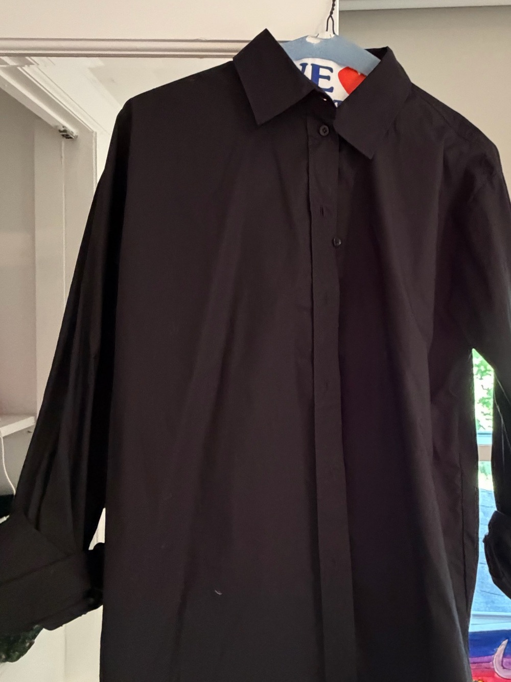 Frame Denim Black Women's Button-Front black poplin shirt